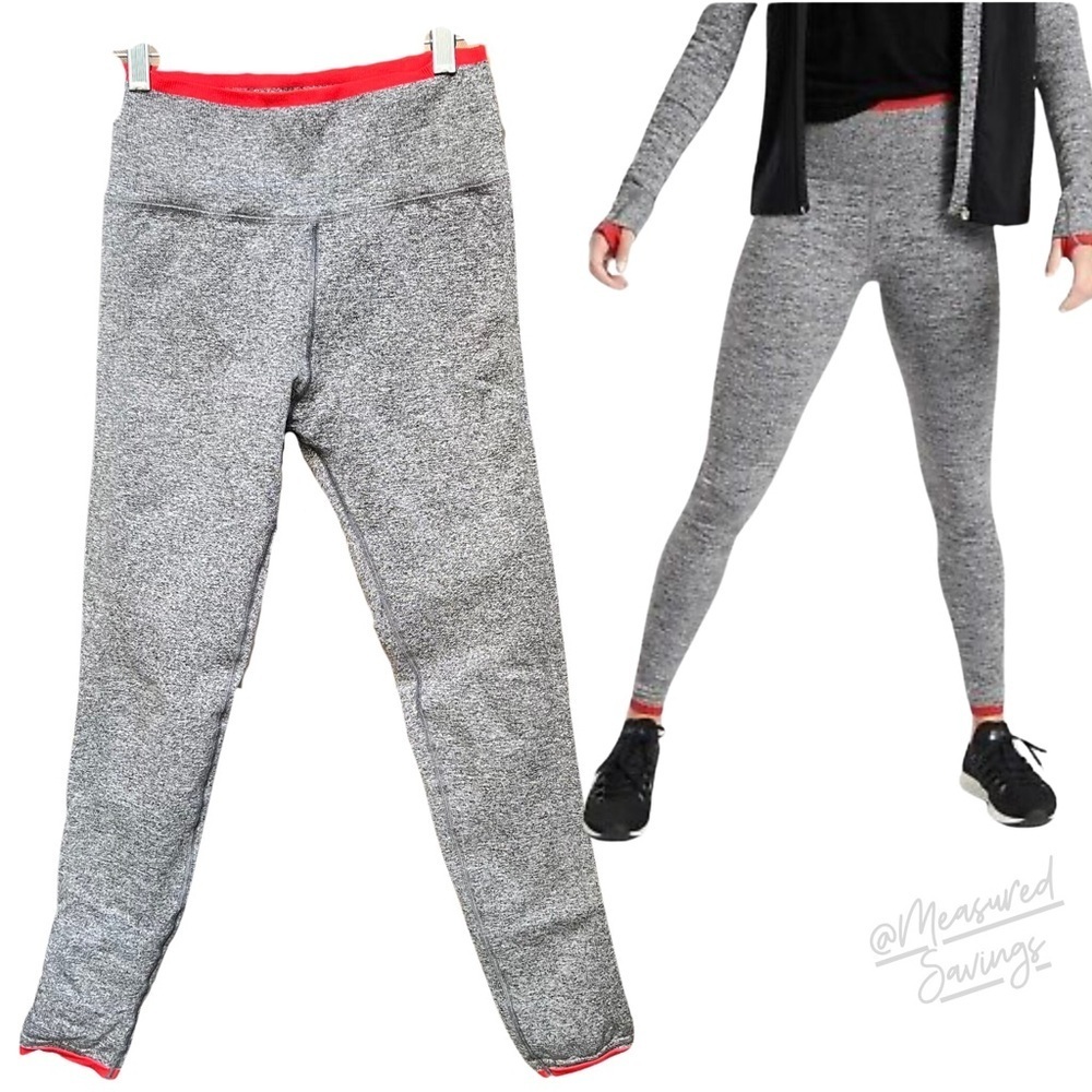 Athleta - Medium - Andes High Rise Tights Leggings - Heather Grey and Red